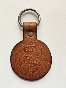 Vintage VTG Genuine Stamped Leather Keychain The Greatest Place on Earth