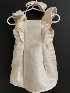 Janie And Jack Baby Dress Special occasion Champagne Gold 6-12 Mo NEW Headband - Picture 1 of 12