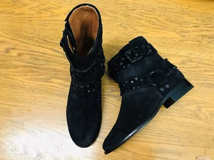 FRYE CARLY STUDDED BLACK SUEDE WOMENS SHORT BOOTS NWOB SIZE 6 $498.00 - Picture 1 of 7