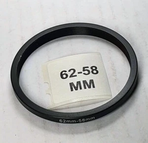 62-58mm Step-Down Lens Filter Converter Adapter Ring 62mm-58mm Metal E62 to E58 - Picture 1 of 4