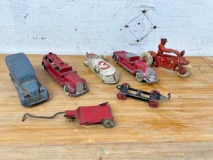 Vintage antique toy lot TOOTSIETOY Firetrucks Motorcycle cop Hubley etc as-is - Picture 1 of 12