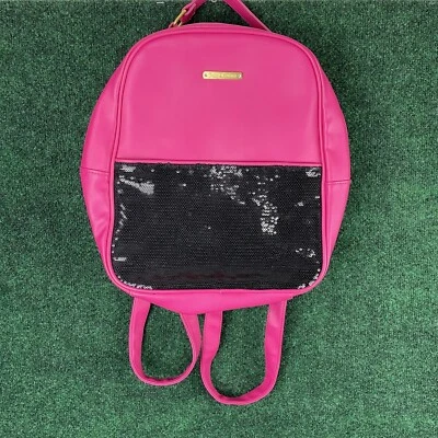 Juicy Couture Fuchsia Pink & Black Sequins Nylon Faux Leather Backpack - Image 1 of 4