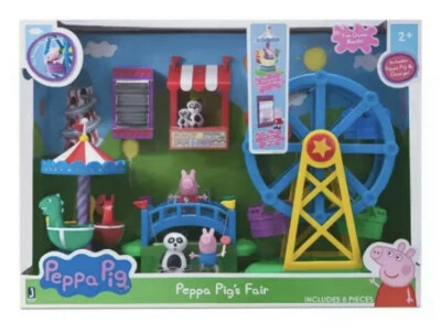 ⚡PEPPA PIG'S FAIR 8-Piece Playset Merry-Go-Round Ferris Wheel Bridge Game Booth - Image 1 of 3