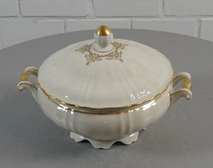 Fürstenberg Brunsviga Terrina Cuenco con Tapa Borde Dorado Marfil Art Déco - Imagen 1 de 7