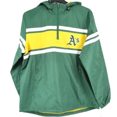 OAKLAND ATHLETICS A'S Full Zip Jacket GREEN YELLOW G-III Sports Carl Banks SZ M - Image 1 of 4