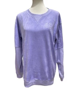 Victorias Secret PINK Velour Purple Crewneck Sweatshirt Size Large - Picture 1 of 9