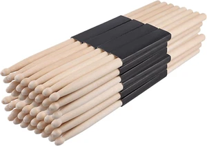24 Pairs Drum Sticks Classic 5A Maple Wood Drumsticks Solid Yellow Drum Stick - Picture 1 of 1