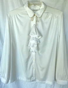 De colección años 80... ROAMAN... BLANCO... SECRETARIO... BLUSA... VOLANTES... NUEVO..PLUS 2X - Imagen 1 de 3