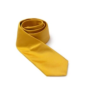 Dolce&Gabbana Men Yellow Cravat 100% Silk Solid Adjustable Pointed Classic Tie - Picture 1 of 4