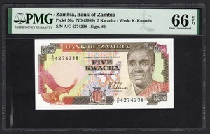 Zambia 10 Kwacha ND(1989) P30a Uncirculated Graded 66 - Picture 1 of 2