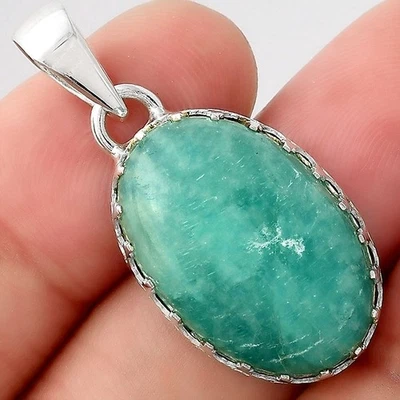 Natural Paraiba Amazonite 925 Sterling Silver Pendant Jewelry P-1325 - Image 1 of 4