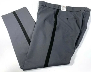 NEW FLYING CROSS MENS POLY WOOL PANTS SLATE GREY WITH BLACK STRIPE 42 UNHEMMED - Picture 1 of 2