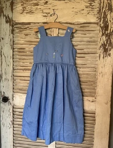 Strasburg Blue Floral Butterfly Embroidered Sleeveless Girl's Dress Size 8 - Picture 1 of 8