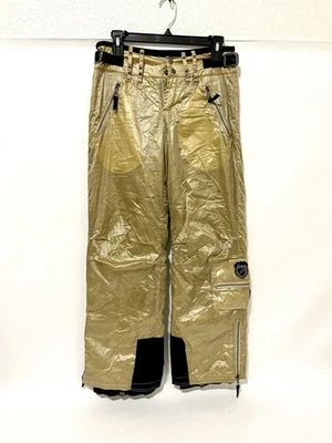 Y2K Revival Gold Shiny Metallic Cargo Skea Ski Pants Size 4 *read desc* - Image 1 of 4