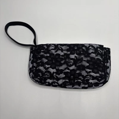 Victoria’s Secret Y2K Floral Lace Wristlet Black and Gray Lace Clutch - Image 1 of 4