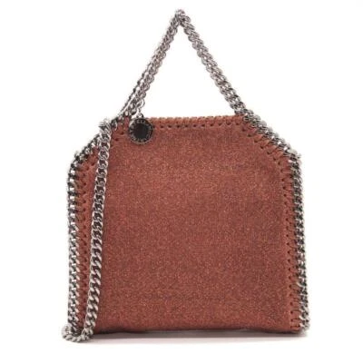 $900 Stella McCartney Pequeña Falabella Metálica Cobre Lurex Rojo Imitación Cuero Foto 1 de 4
