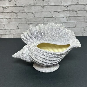 Decorazione ceramica bianca viola a forma di conchiglia ciottoli smalto ciottoli - Foto 1 di 18