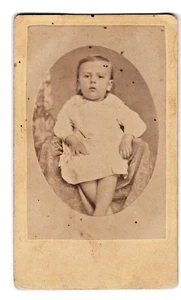 Schizzo inchiostro epoca CDV maschera ovale bambino 1860 1870 retro - Foto 1 di 4