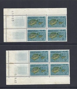 NEW HEBRIDES (FR) 1963 LINED TANG (FISH) (SG F119) 2 MNH blks/4 read desc - Picture 1 of 1