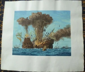 A LA GLOIRE DE NOTRE PAVILLON~N°1~COMBAT de la "CORDELIERE"-1512~G. ALAUX-P.O.M. - Picture 1 of 3