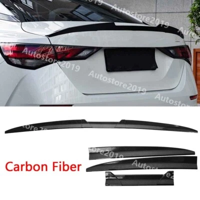 For Nissan Sentra 2000-2023 Carbon Fiber Look Rear Trunk Lip Spoiler Wing Adjust - Image 1 of 4
