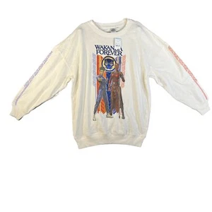 New Womens Oversized Wakanda Forever Black Panther Cream Sweatshirt XS - Picture 1 of 4