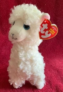 2018 TY Beanie Baby 8" GIGLIO bianco lama peluche animale riccio lana etichette - Foto 1 di 5