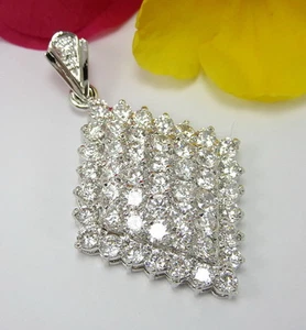 Fabulous CZ Stone Pendant 22K 18K White Gold GP Thai Handmade Women Jewelry GT4 - Picture 1 of 5