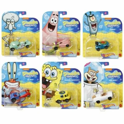 2020 Hot Wheels 1/64 Spongebob Squarepants Character Car Set of 6 GMR58-999A - Image 1 of 4