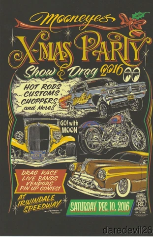 2016 Mooneyes X-Mas Party Show & Drag Rat Fink Irwindale postcard Cover