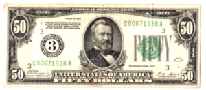 50 dollars series 1928-only this series had Numbers for Location-N#3( Philadel ) - Picture 1 of 2