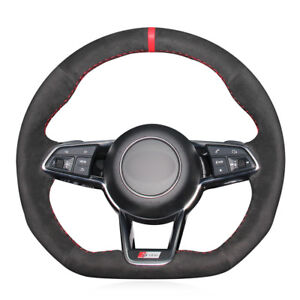 For Audi TT 2017 Car hand-sewn steering wheel cover black suede leather