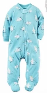 Boys Fleece Zip Up Skiing Polar Bear Sleeper Pajamas Sleep Play Footie Jammie 3M - Picture 1 of 5