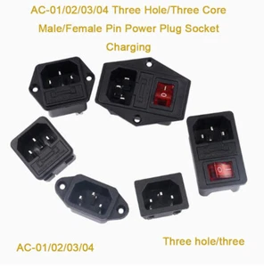 AC-01/02/03/04 Drei Loch/Dreiadrig Stecker/Buchse Pin Netzstecker Buchse Laden - Picture 1 of 13