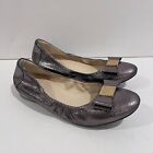 Cole Haan Tali Bow Flats Size 7 Women's Leather Slip On Shoes Metallic Pewter