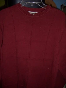 GEOFFREY BEENE Burgundy 100% Cotton Crewneck Sweater - SIZE LARGE - Picture 1 of 3