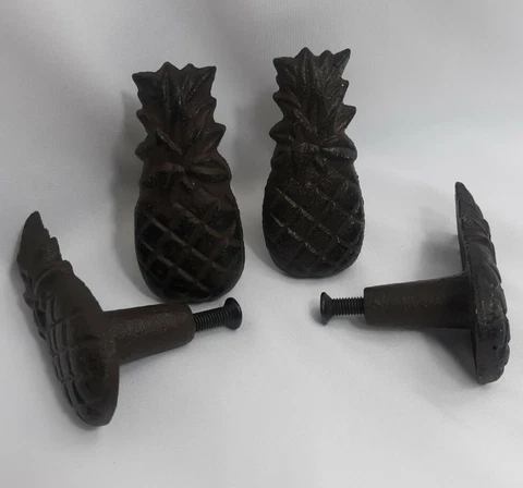 Vintage Cast Iron Pineapple Shaped Drawer Knob Set Of 4 Cover