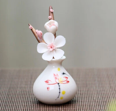 Florero pequeño de porcelana hecho a mano decoración de estudio creativo pintado a mano regalo Foto 1 de 4