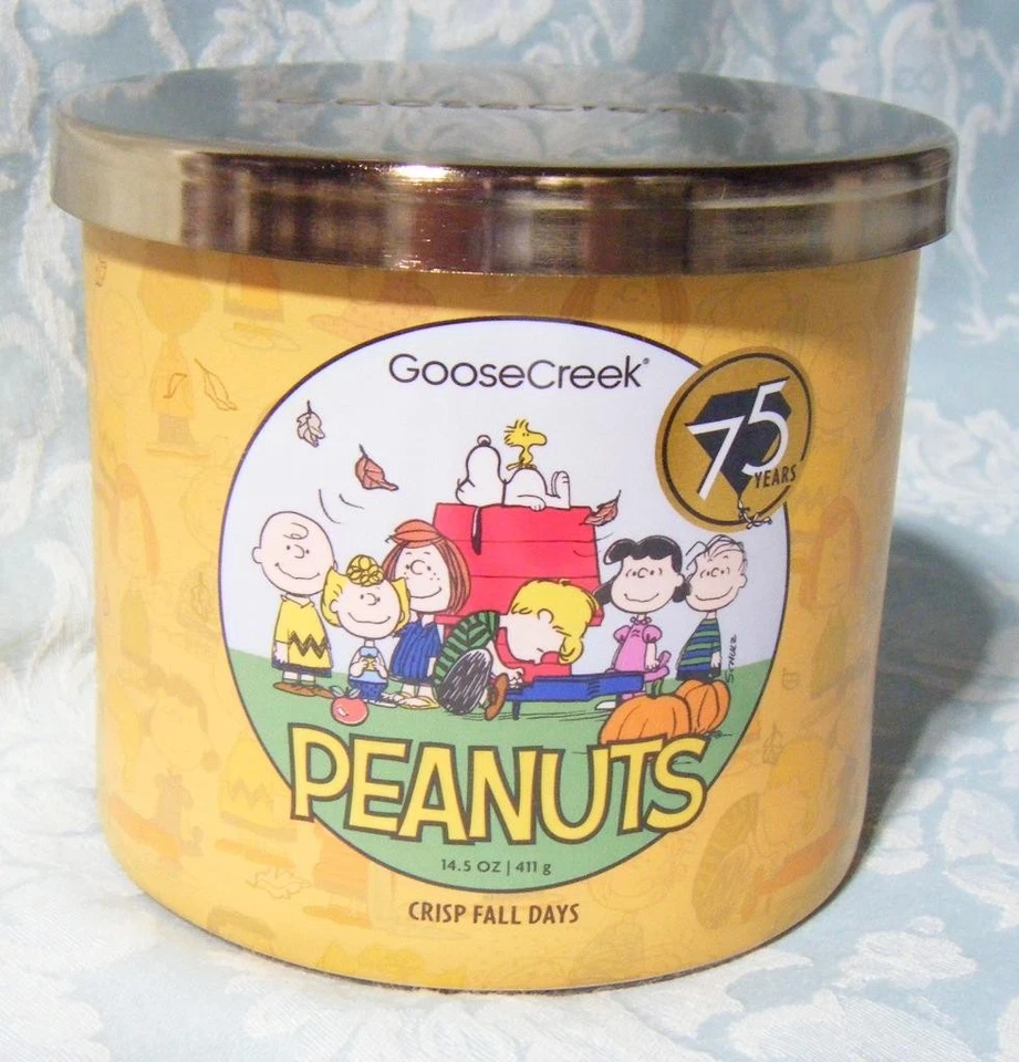 Vela perfumada Goose Creek PEANUTS 3 mechas 14,5 OZ nueva crujiente días de otoño (501) Foto 1 de 1