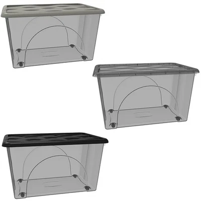 COSEDACASA Contenitore con Coperchio e 4 Ruote Box Portaoggetti 60 LT STORAGE Salvaspazio