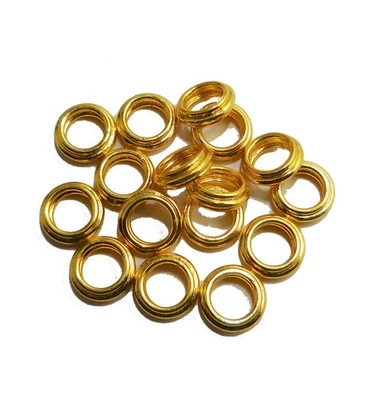 125 PCS 6.5MM SOLID COPPER DOUBLE WIRE CLOSED JUMP RING 18K GOLD PLATED 336 - Image 1 of 3
