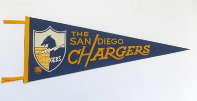 VINTAGE 1960's AFL SAN DIEGO CHARGERS FULL SIZE 30" NFL FOOTBALL PENNANT - RARE - Image 1 of 4