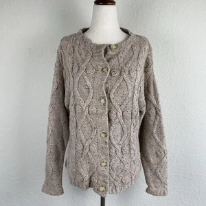 Cárdigan Herman Geist S Pescador Tejido con Cable Botón Tostado Mezcla de Lana Grueso Tejido - Imagen 1 de 6