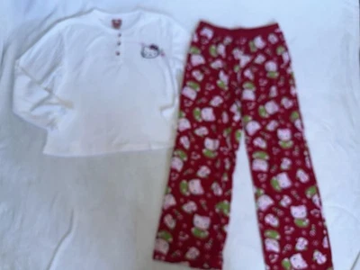 Conjunto de pijama para mujer Y2K Hello Kitty 2009 Navidad grande L pijama muñeco de nieve rojo rosa Foto 1 de 4