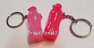 Tupperware Keychains Eco Bottle Set 2 Pink and Neon Pink Novelty Key Chain - Picture 1 of 3
