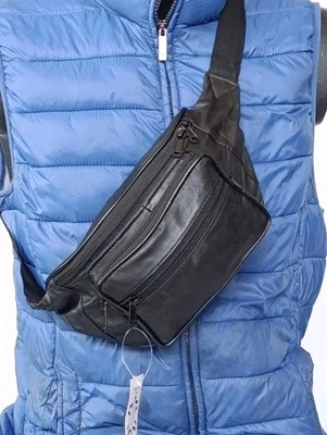 Marsupio Uomo Borsello In Cintura Monospalla VERA PELLE Portatelefono - Image 1 of 4