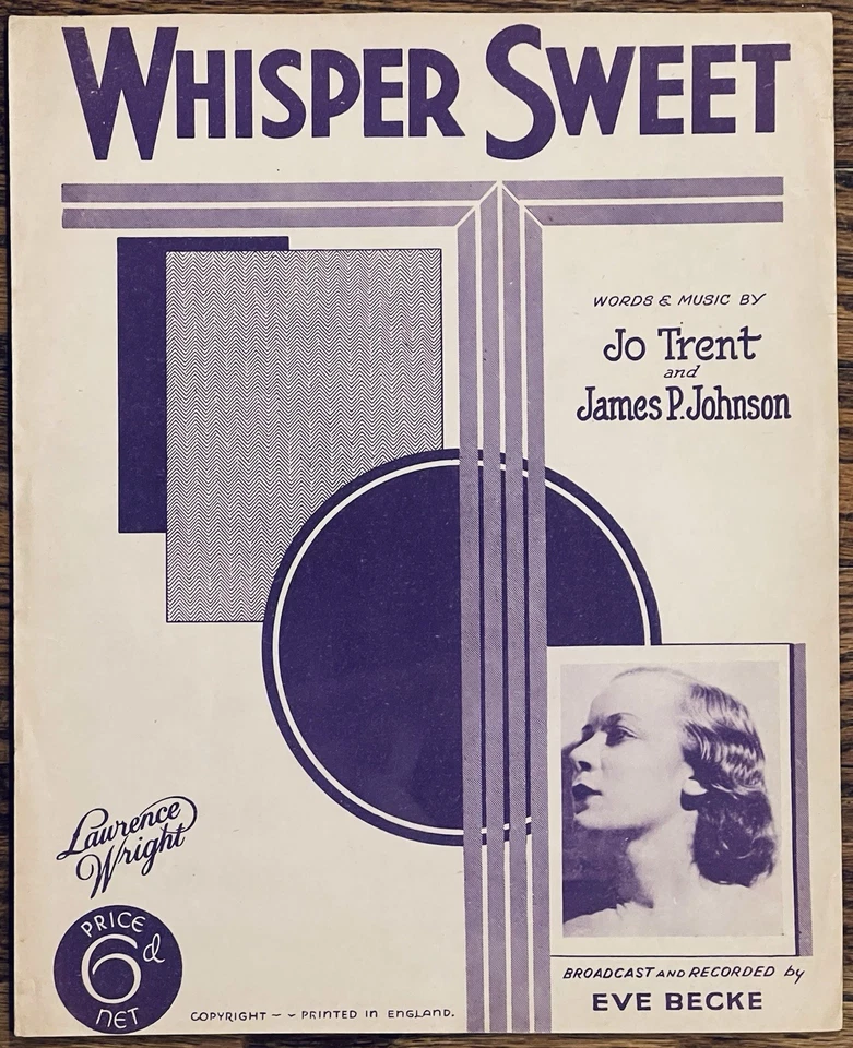 Partituras raras del compositor de BLACK JAZZ JAMES P. JOHNSON / JO' TRENT WHISPER SWEET Foto 1 de 1
