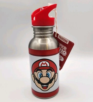 Super Mario Metal Water Bottle Flip Straw Lid 16fl oz NEW - Image 1 of 3