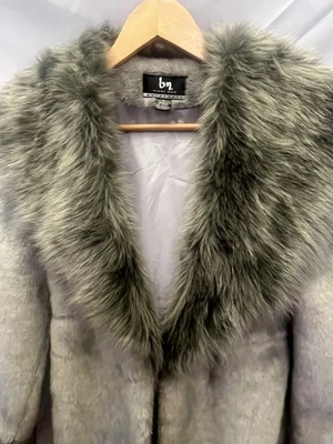 Abrigo Largo Suave De Colección Para Mujer S Blanc Noir Ropa Exterior Gris Imitación Piel Invierno Retro Foto 1 de 4