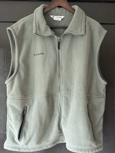 Columbia Vest Mens XL Green Fleece Full Zip Outdoors Hiking Pockets - Picture 1 of 5